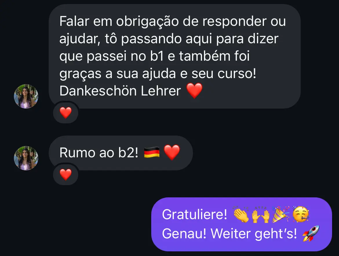Mensagem real de aluno do Programa