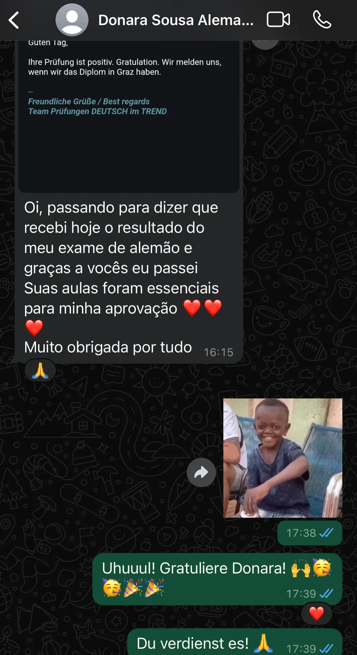 Mensagem real de aluno do Programa