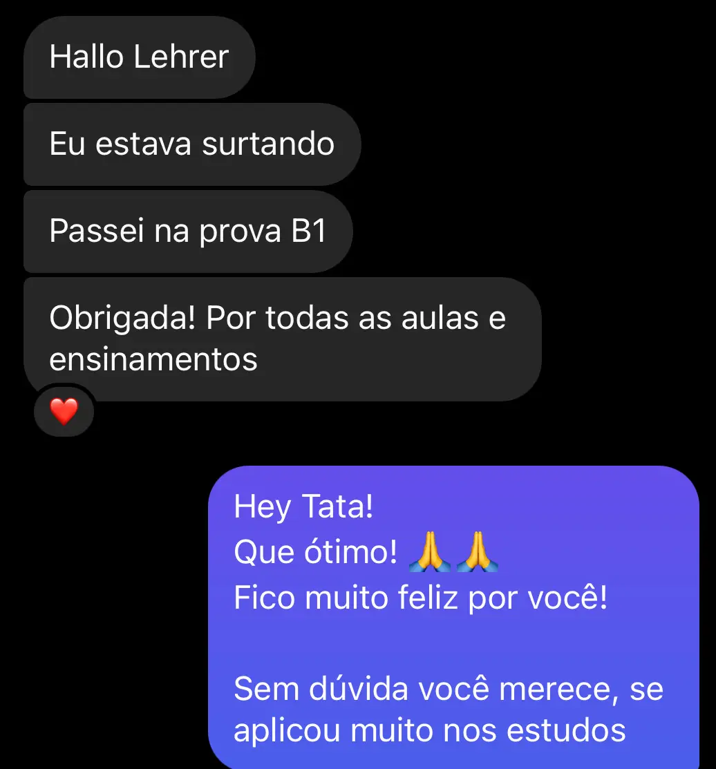 Mensagem real de aluno do Programa