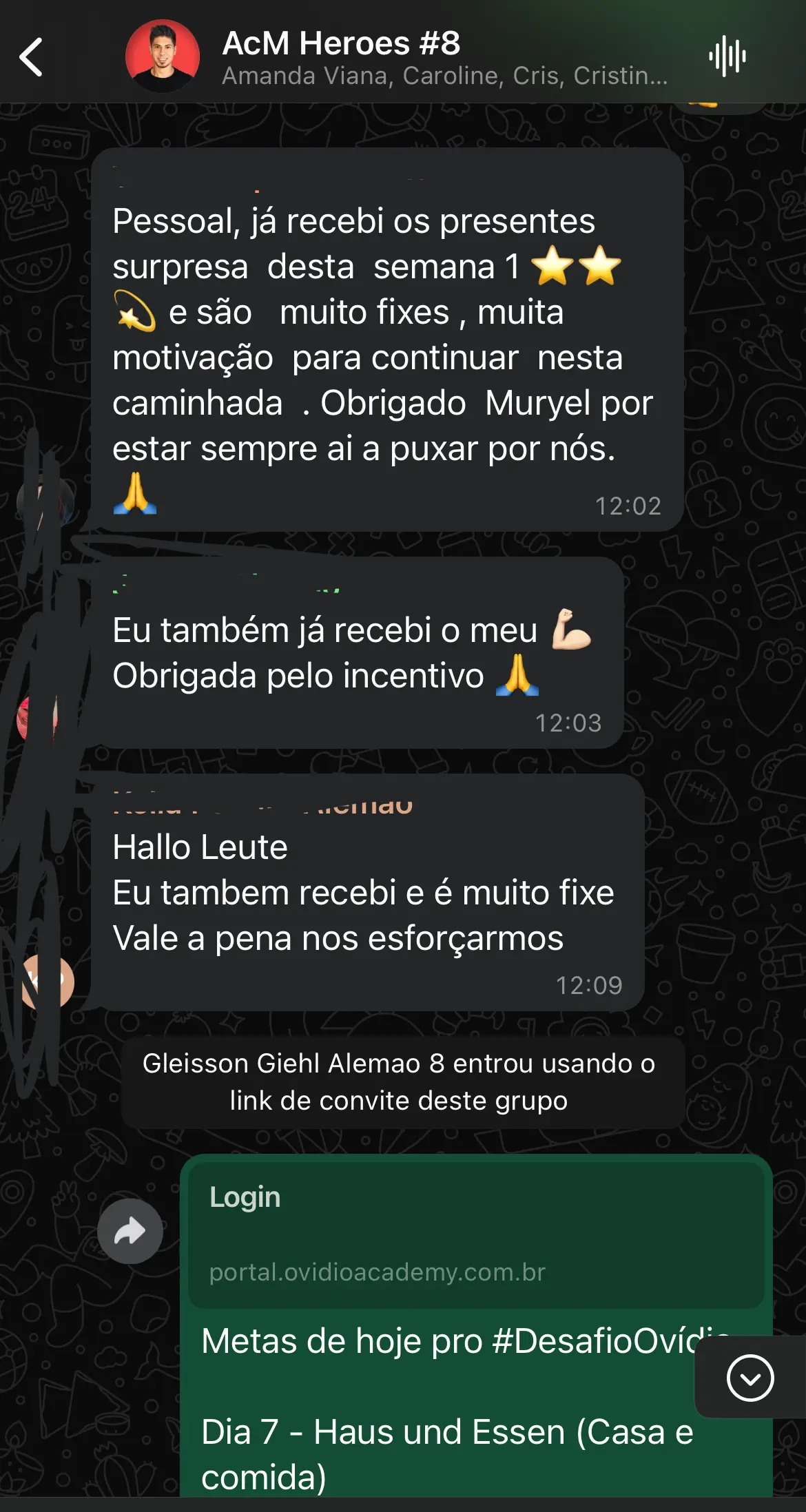 Mensagem real de aluno do Programa